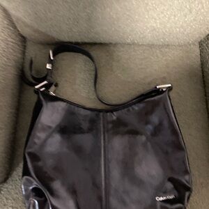 Calvin Klein Glossy Black Shoulder Bag